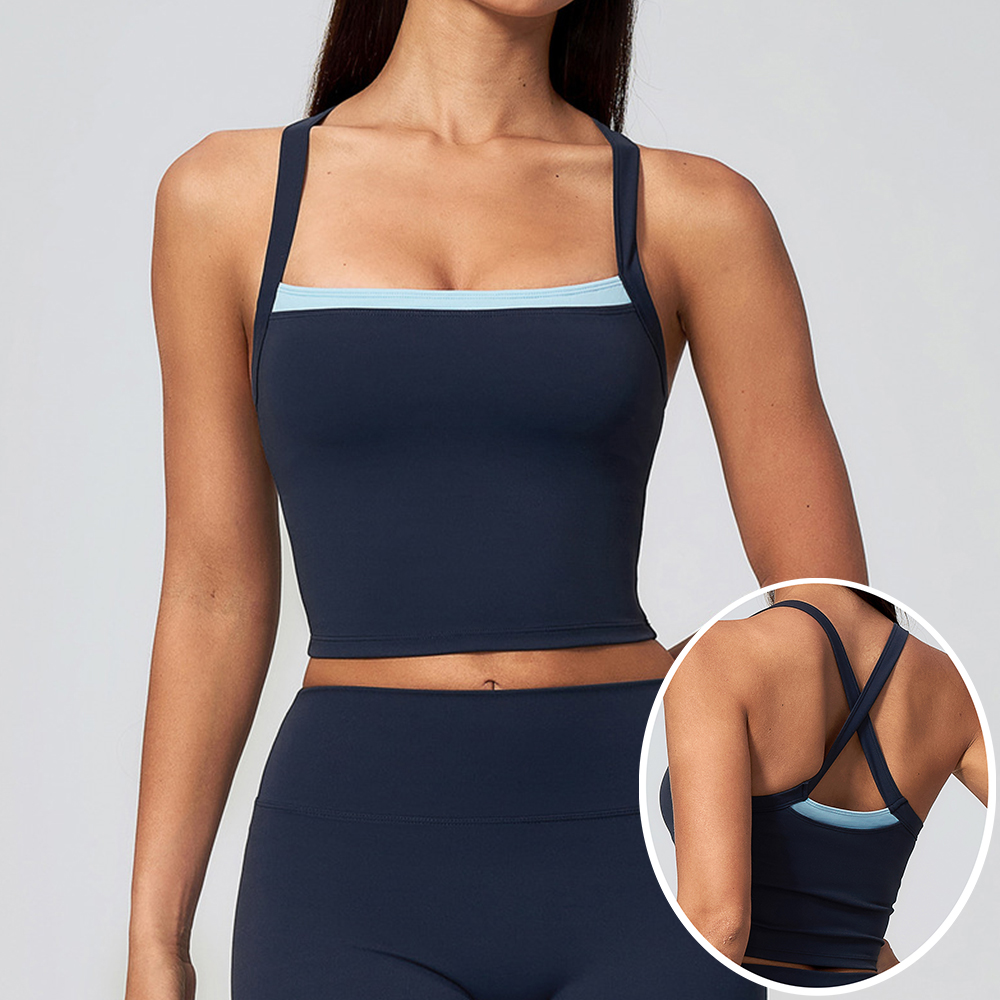 Plunge Bra Push Up - Женский спортивный топ-бра с перекрестной спинкой